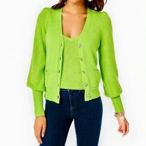 NWT $198 Lilly Pulitzer Tank Cardigan 2Pc Angeli Sweater Set Women S Kelly Green